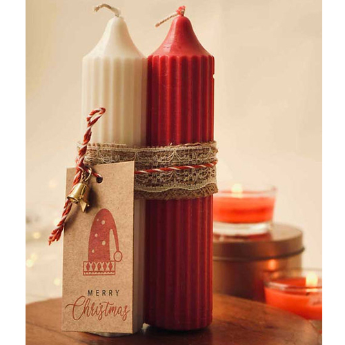 Hope Pillar Candles Set Of 2 - Material: Gel Wax