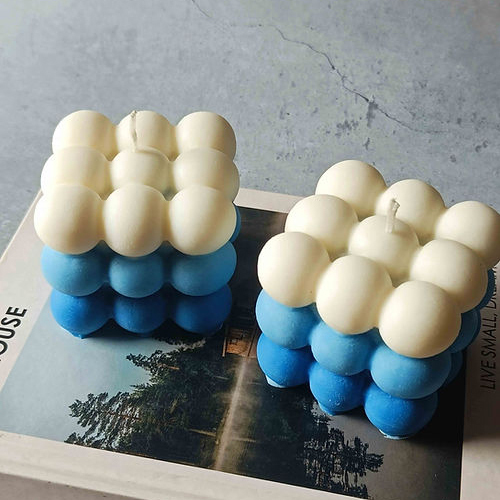 Ombre Big Bubble Candles Set Of 2 - Features: 00% Soy Wax     Cotton Wick     Vegan     Cruelty-Free