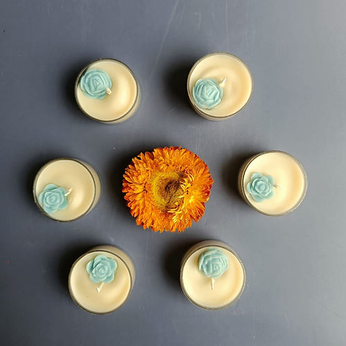 Rose Tealight Candle Set Of 6 - Material: Gel Wax