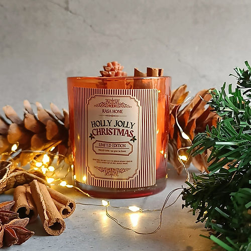 Holly Jolly Christmas Jar Candles - Material: Gel Wax