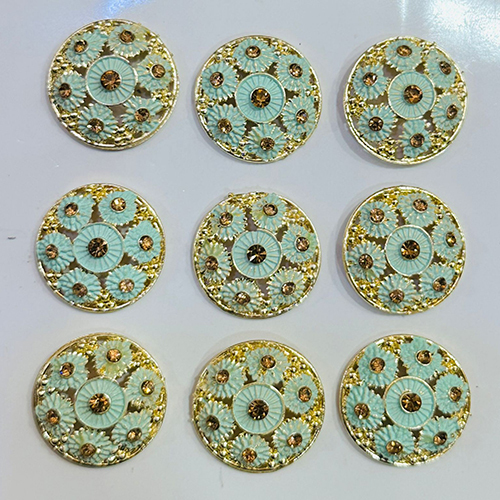 Metal Indo Western Button - Color: Golden