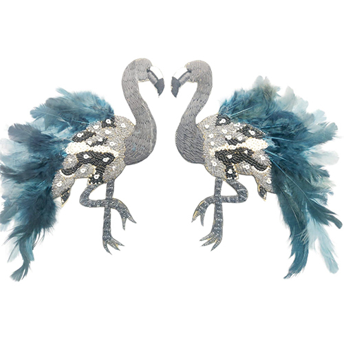 3d Swan Sequin Patch - Color: White