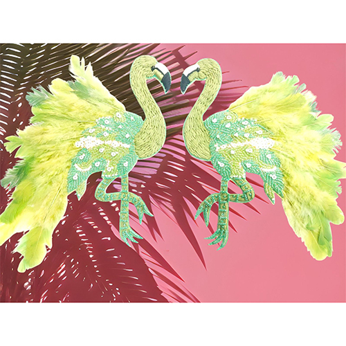 Embroidered Swan Sequin Patch - Color: Black