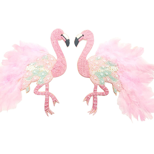 Embroidered Swan Sequin Patch - Color: Black