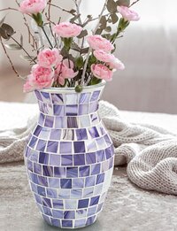 Mosaic Glass Decorative Flower Vase - Color: Purple