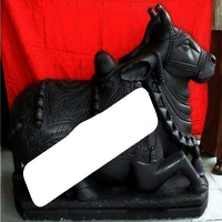 Marble Nandi Statue - Black Color, Standard Size | Eco-friendly, Good Quality, Smooth Finish And Texture, Warranty Included