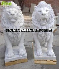 Marble Lion Statue - Color: White