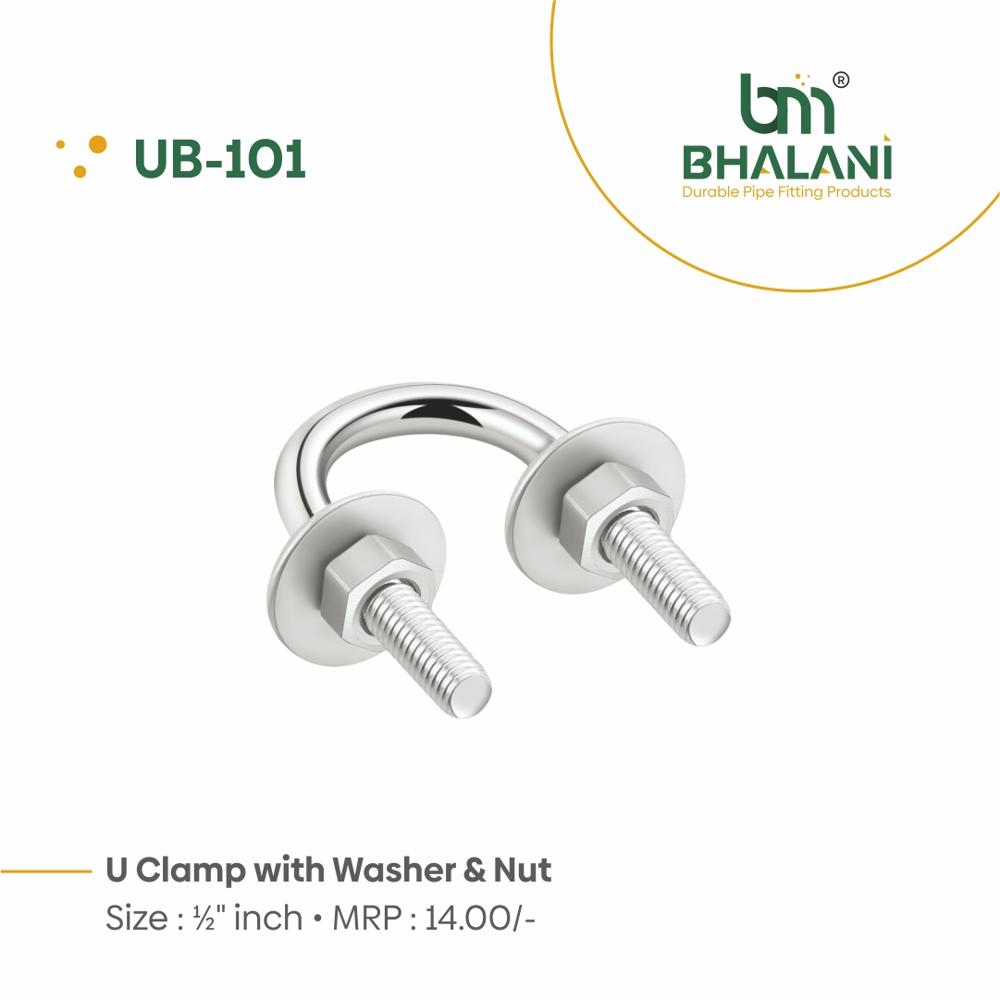 3/4 U Clamp With Washer And Nut - Color: Silver