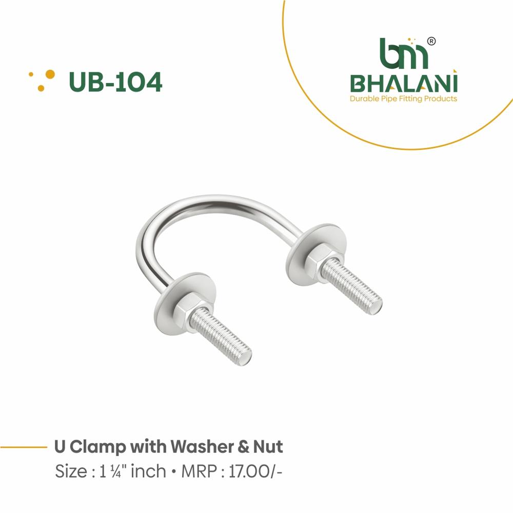 3/4 U Clamp With Washer And Nut - Color: Silver