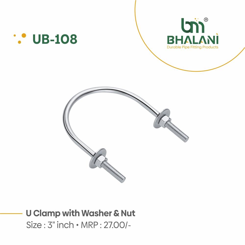 1'' To 6'' U Clamp With Washer And Nut - Color: Silver