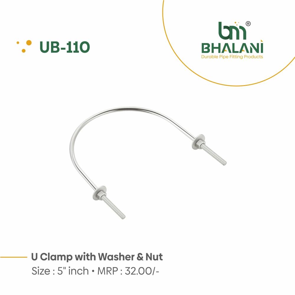 1'' To 6'' U Clamp With Washer And Nut - Color: Silver