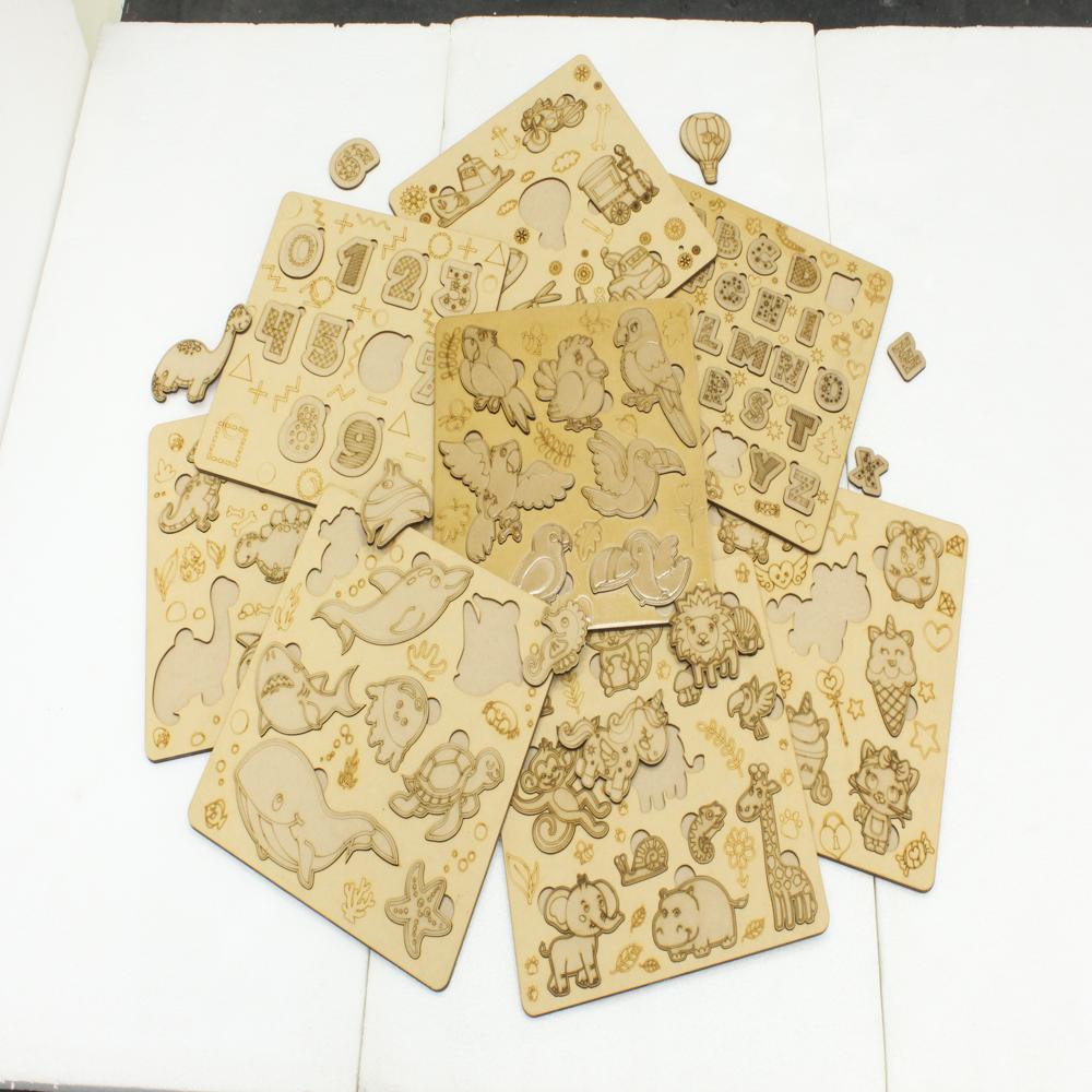 Wooden Puzzle Set For Kids - Color: Brown