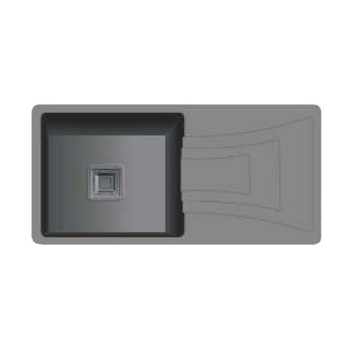 Alpha Black Single Bowl With Drain Quartz Sink