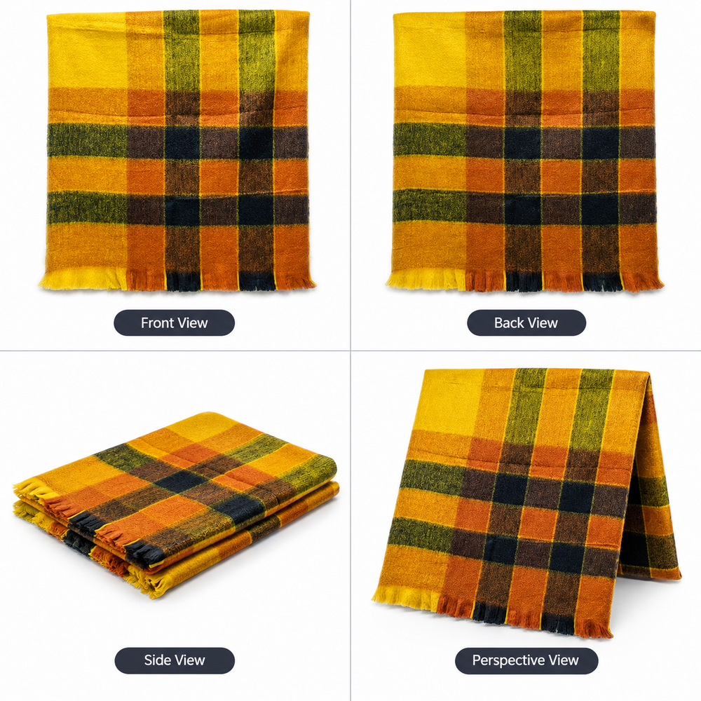 Yellow Check Stole In Viscose And Cotton Fabric - Color: All