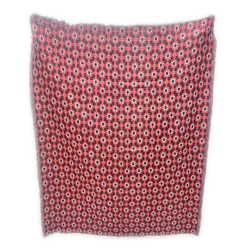 Red Printed Stole In Viscose And Cotton Fabric - Color: Multicolor