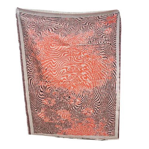 Orange Printes Stole In Viscose And Cotton Fabric - Color: Multicolor