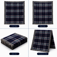Blue Check Stole In Cotton And Viscuse Fabric - Color: Multicolor