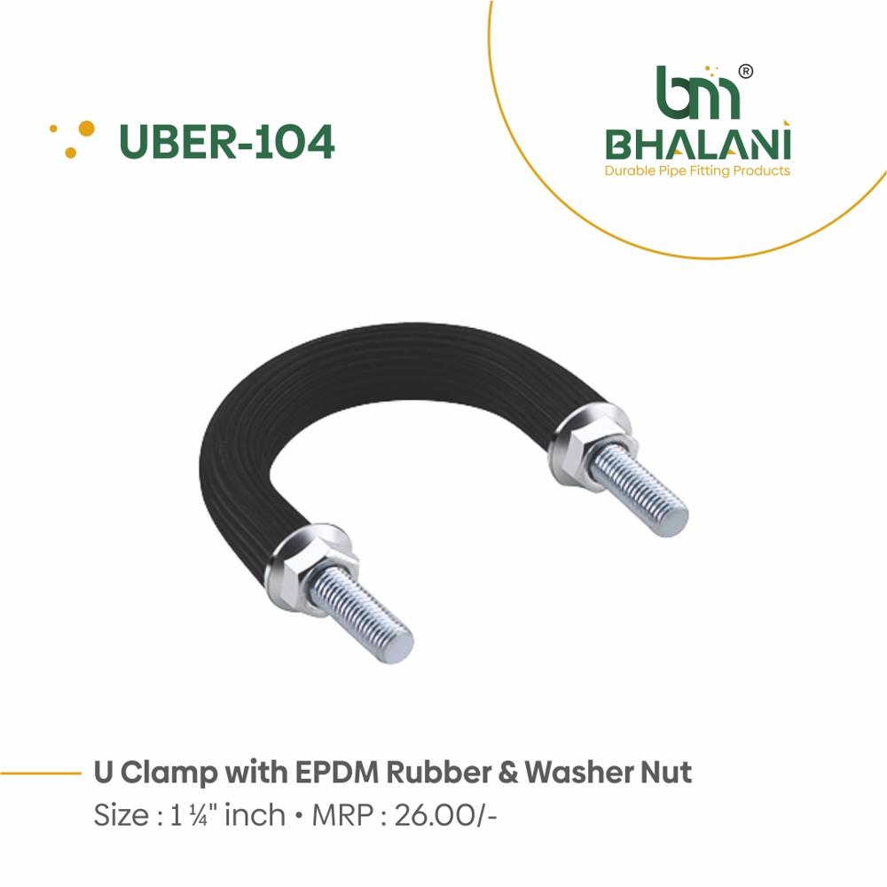 1 Inch U Clamp With Epdm Rubber And Washer Nut - Color: Black Silver