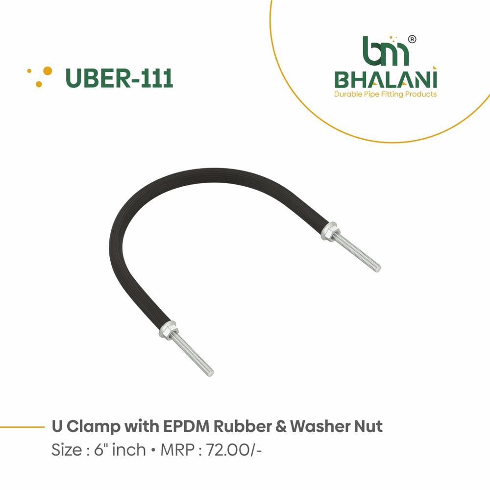 1 Inch U Clamp With Epdm Rubber And Washer Nut - Color: Black Silver