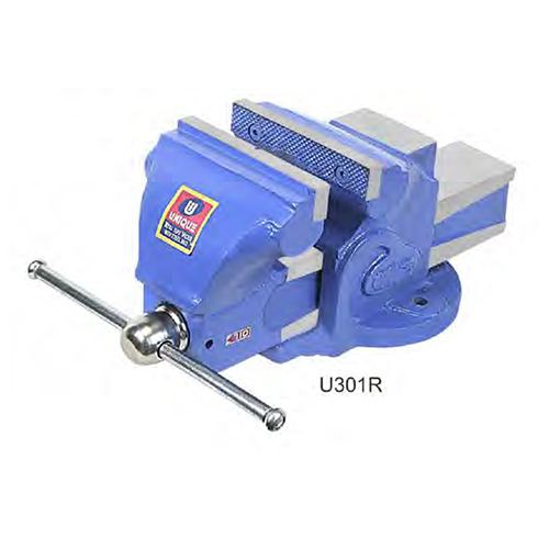 Fixed Base Unique Engineers Bench Vice - Color: Blue