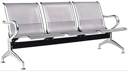 Stainless Steel 3 Seater Waiting Chair - Color: Silver