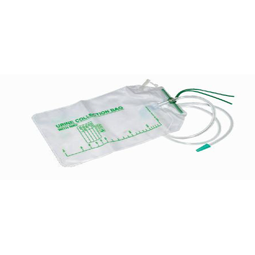 Urine collection bag with NRV