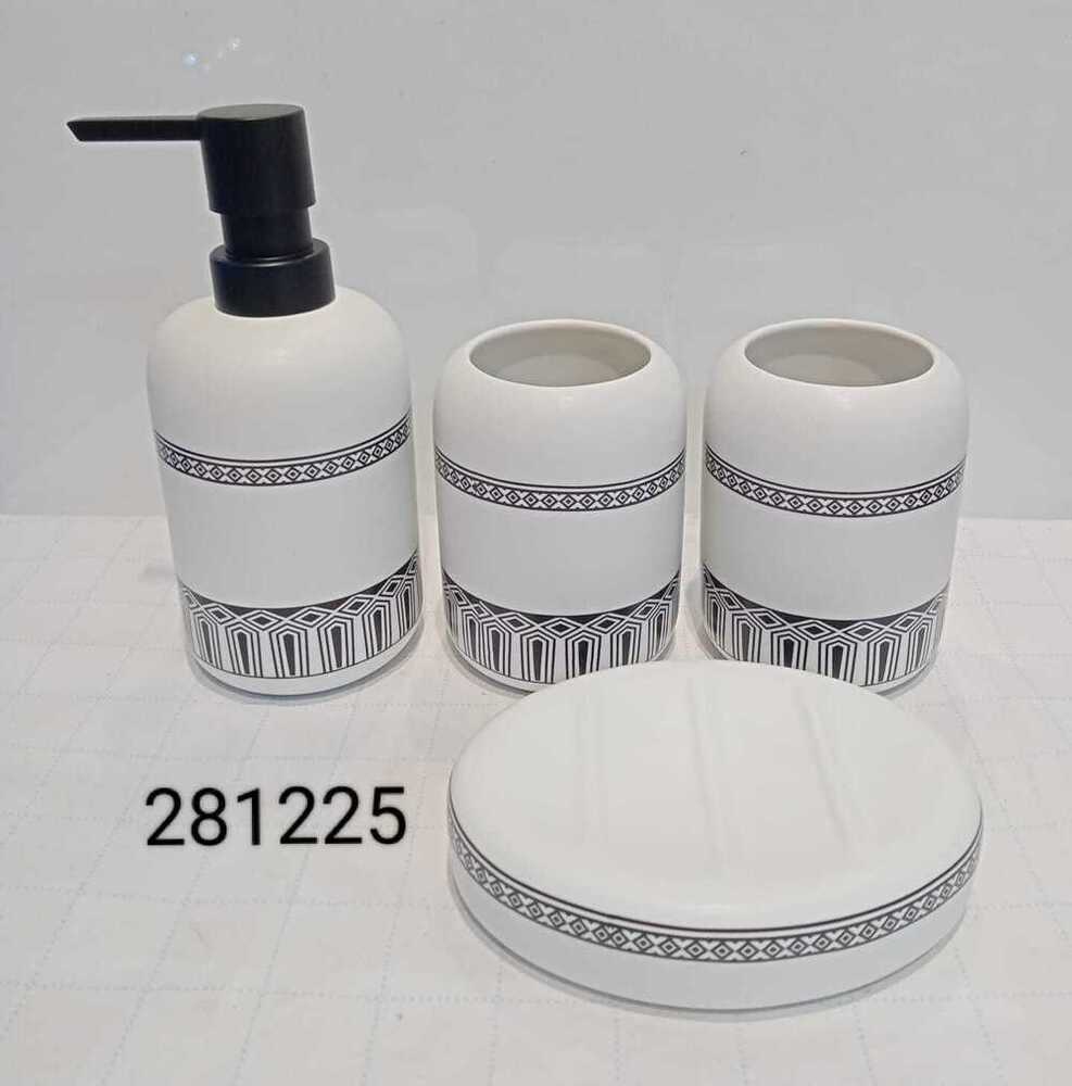 Bathroom Sets - Premium Quality Ceramic | Sleek Modern Design, Multiple Colors, 4-piece Accessory Set For Organized Bathroom Essentials