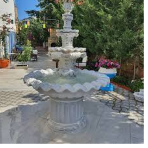 pure white marble water fountain