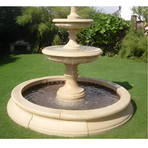 Makrana Marble White Carving Water Fountain - Pool Size: Large