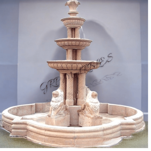 Carving pink marble water fountain
