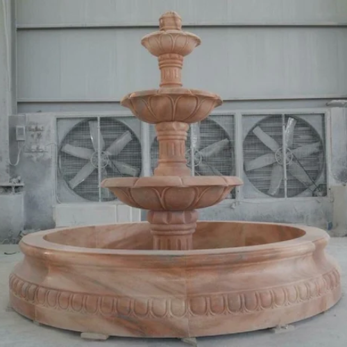 Carving pink marble water fountain