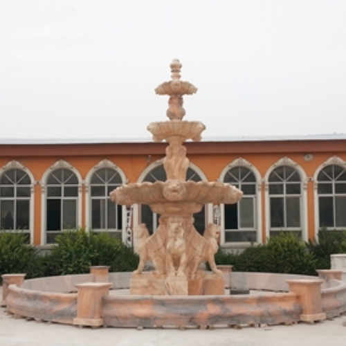 Carving pink marble water fountain