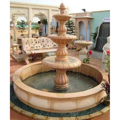 Carving pink marble water fountain