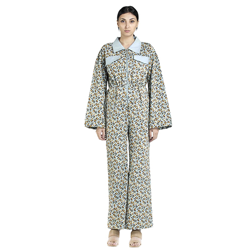 Denim Printed Jumpsuit - Color: Multicolor