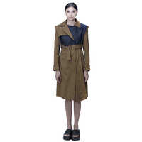 Ladies Long Over Coat - Color: Dark Brown And Blue