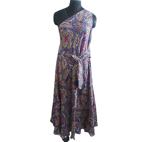 Ladies One Shoulder Dress - Color: Multicolor