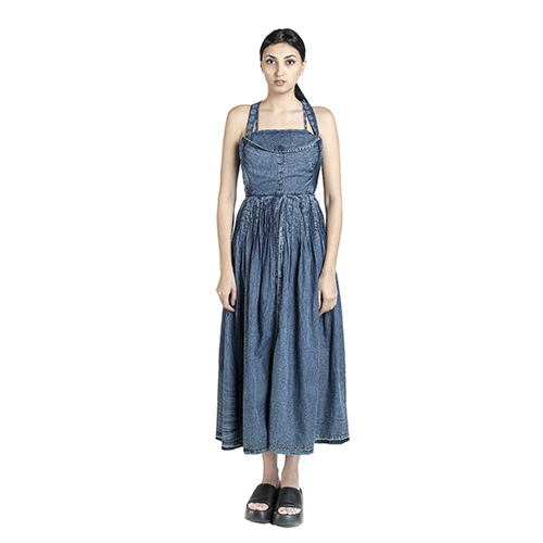 Ladies Sleeveless Denim Dress - Color: Blue