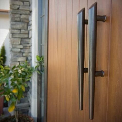 Black Coated Door Handle - Installation Type: Screw In