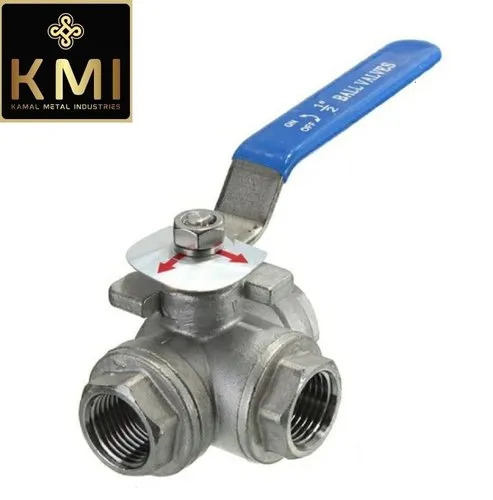 Ic 3 Way Threaded Ball Valve - Color: Silver