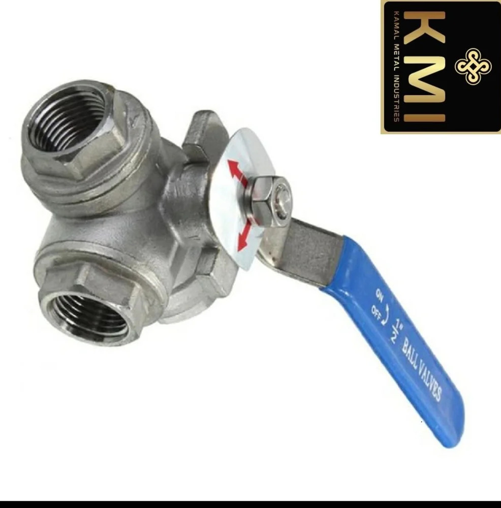 Ic 3 Way Threaded Ball Valve - Color: Silver
