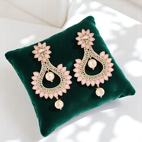 Stefan Beautifully Enamelled Floral Dangle and Drop Earring For Women