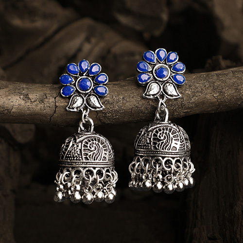 Cj100560 Stefan Ethnic Kundan Oxidised Jhumki Earrings - Color: Different Available