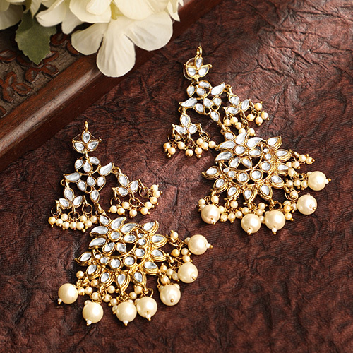 Stefan Gold Plated Ethnic Dangle Big Earrings