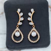 CJ100615 Stefan Rose Gold Plated American Diamond Glamorous Dangle Earrings for Women