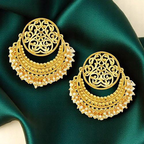 Cj100128 Stefan Traditional Gold Plated Chandbali Pearl Earring For Women - Color: Different Available