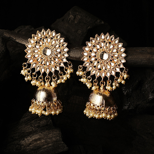 CJ100199 Stefan Gold-Plated Contemporary Jhumkas Earrings