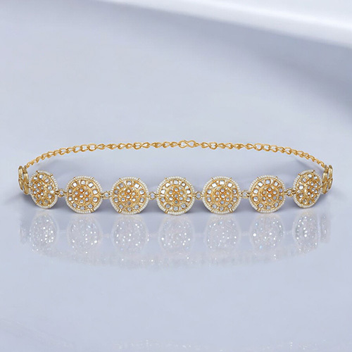 MP100104 Stefan Gold Plated Circular Shaped Flowers Mathapatti for Womens