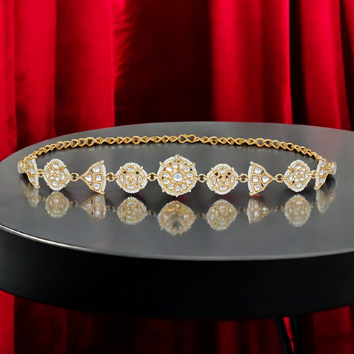MP100107 Stefan Kundan Stone Traditional Head Chain For Women