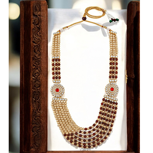 Cj4044 Stefan Multi Layered Artificial Pearl Beads Dulha Mala Groom Sherwani Necklace Moti Haar For Men - Beads Colour: Various Available
