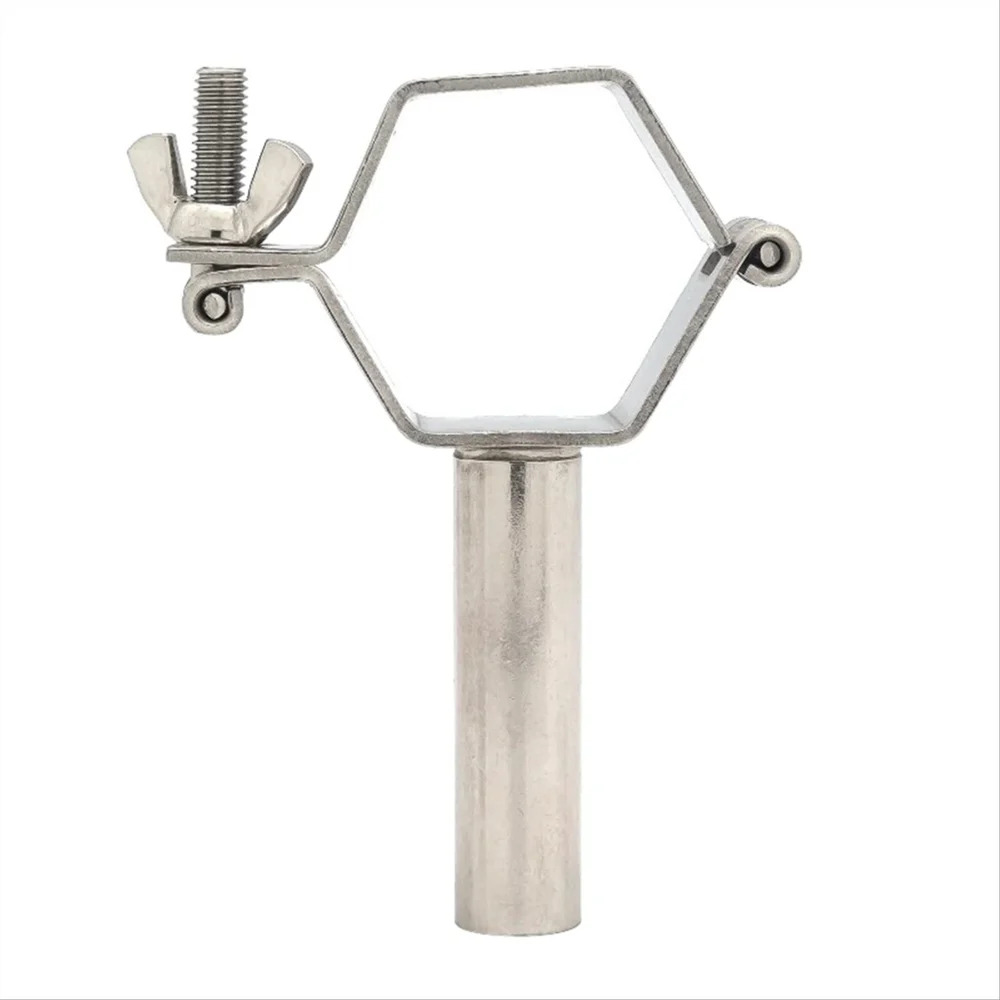 Ss Hexagonal Pipe Holder Clamp - Color: Silver